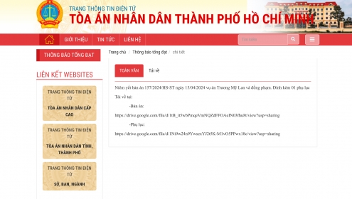 Thông tin hữu ích cho những người quan tâm vụ án Trương Mỹ Lan