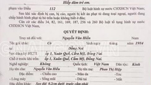 Bắt bị can trốn truy nã 12 năm về tội hiếp dâm trẻ em